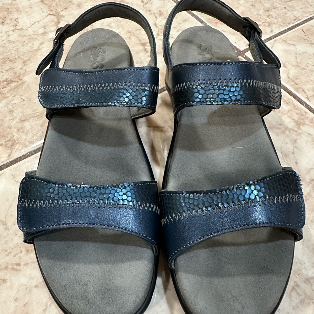 SAS Midnight Blue Sandals with Patterned Straps